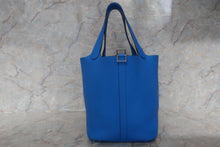 Load image into Gallery viewer, HERMES PICOTIN LOCK MM Clemence leather Blue hydra X Engraving Hand bag 500100150
