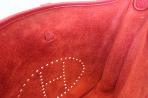 HERMES  EVELYNE 3GM Clemence leather Rouge garance □N Engraving Shoulder bag 700100031