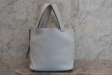 将图片加载到图库查看器，HERMES PICOTIN LOCK MM Clemence leather Blue pale D刻印 Hand bag 700010068
