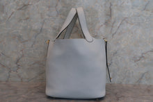 将图片加载到图库查看器，HERMES PICOTIN LOCK MM Clemence leather Blue pale D刻印 Hand bag 700010068
