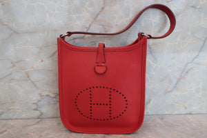 HERMES  EVELYNE TPM Epsom leather Rouge vif □I Engraving Shoulder bag 700100045