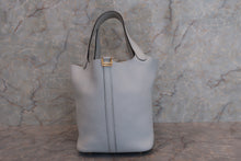 将图片加载到图库查看器，HERMES PICOTIN LOCK MM Clemence leather Blue pale D刻印 Hand bag 700010068
