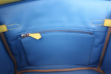 将图片加载到图库查看器，HERMES BIRKIN 25 Verso Novillo leather Lime/Blue bleuet Y刻印 Hand bag 600070184
