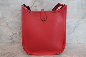 HERMES  EVELYNE TPM Epsom leather Rouge vif □I Engraving Shoulder bag 700100045