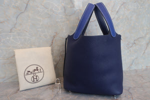 HERMES PICOTIN LOCK CASAQUE PM Clemence leather Blue electric/Blue encre Y刻印 Hand bag 600110135