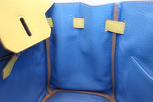 将图片加载到图库查看器，HERMES BIRKIN 25 Verso Novillo leather Lime/Blue bleuet Y刻印 Hand bag 600070184
