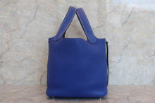 将图片加载到图库查看器，HERMES PICOTIN LOCK CASAQUE PM Clemence leather Blue electric/Blue encre Y刻印 Hand bag 600110135
