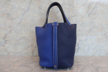 将图片加载到图库查看器，HERMES PICOTIN LOCK CASAQUE PM Clemence leather Blue electric/Blue encre Y刻印 Hand bag 600110135
