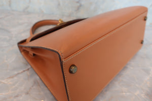 HERMES KELLY 28 Box carf leather Natural 〇O刻印 Hand bag 600070175