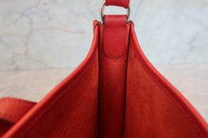 HERMES  EVELYNE TPM Epsom leather Rouge vif □I Engraving Shoulder bag 700100045