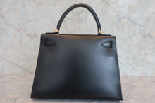 将图片加载到图库查看器，HERMES KELLY 28 Box carf leather Black □G刻印 Shoulder bag 800010144
