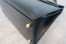 将图片加载到图库查看器，HERMES KELLY 28 Box carf leather Black □G刻印 Shoulder bag 800010144
