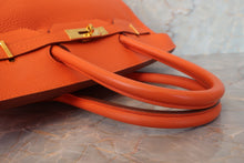 将图片加载到图库查看器，HERMES BIRKIN 35 Togo leather Orange □C刻印 Hand bag 600090252
