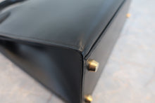 将图片加载到图库查看器，HERMES KELLY 28 Box carf leather Black □G刻印 Shoulder bag 800010144
