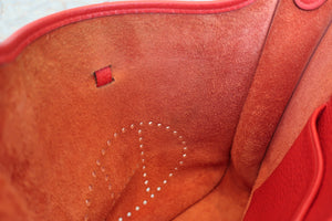 HERMES  EVELYNE 1PM Clemence leather Vermillon □H Engraving Shoulder bag 700100017
