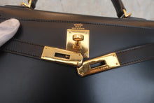 将图片加载到图库查看器，HERMES KELLY 28 Box carf leather Black □G刻印 Shoulder bag 800010144
