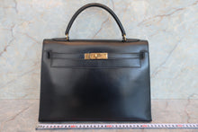 将图片加载到图库查看器，HERMES KELLY 32 Box carf leather Black 〇E刻印 Shoulder bag 700060168
