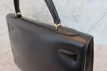 将图片加载到图库查看器，HERMES KELLY 32 Box carf leather Black 〇E刻印 Shoulder bag 700060168
