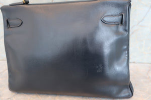 HERMES KELLY 32 Box carf leather Navy 〇R Engraving Hand bag 700100008