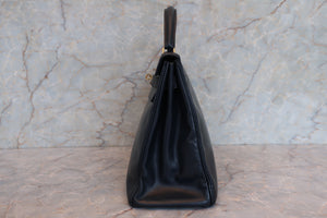 HERMES KELLY 32 Box carf leather Navy 〇R Engraving Hand bag 700100008