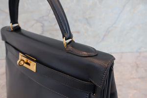 HERMES KELLY 32 Box carf leather Navy 〇R Engraving Hand bag 700100008