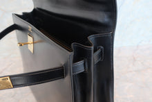 将图片加载到图库查看器，HERMES KELLY 32 Box carf leather Black 〇E刻印 Shoulder bag 700060168
