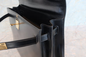 HERMES KELLY 32 Box carf leather Black 〇E刻印 Shoulder bag 700060168