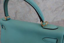 将图片加载到图库查看器，HERMES KELLY 32 Clemence leather Blue atoll T刻印 Shoulder bag 600100027
