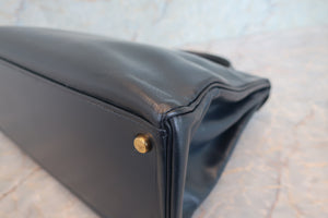 HERMES KELLY 32 Box carf leather Navy 〇R Engraving Hand bag 700100008