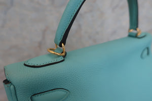 HERMES KELLY 32 Clemence leather Blue atoll T刻印 Shoulder bag 600100027