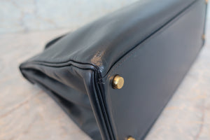 HERMES KELLY 32 Box carf leather Navy 〇R Engraving Hand bag 700100008