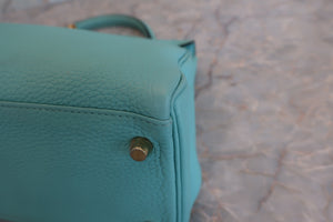 HERMES KELLY 32 Clemence leather Blue atoll T刻印 Shoulder bag 600100027