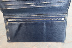 HERMES／エルメス ベアンクラシック リセ ブルー □F刻印 財布 700080095