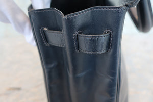 HERMES KELLY 32 Box carf leather Navy 〇R Engraving Hand bag 700100008