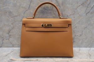 HERMES KELLY 32 Box carf leather Natural 〇Z刻印 Shoulder bag 700010122