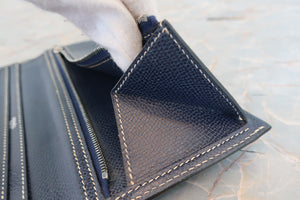 HERMES／エルメス ベアンクラシック リセ ブルー □F刻印 財布 700080095
