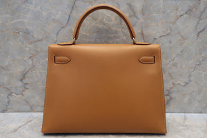 HERMES KELLY 32 Box carf leather Natural 〇Z刻印 Shoulder bag 700010122