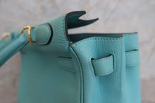 将图片加载到图库查看器，HERMES KELLY 32 Clemence leather Blue atoll T刻印 Shoulder bag 600100027
