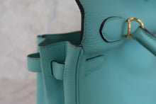 将图片加载到图库查看器，HERMES KELLY 32 Clemence leather Blue atoll T刻印 Shoulder bag 600100027
