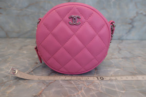 CHANEL Matelasse round chain shoulder bag Lambskin Pink/Silver hadware Shoulder bag 600040002