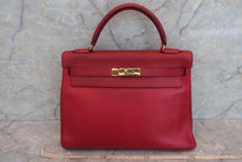 将图片加载到图库查看器，HERMES KELLY 32 Graine Couchevel leather Rouge vif 〇U刻印 Shoulder bag 600100037
