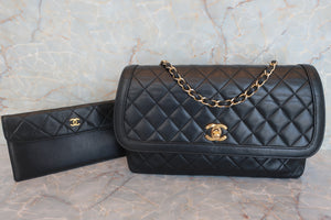 CHANEL Matelasse single flap chain shoulder bag Lambskin Black/Gold hadware Shoulder bag 600080004