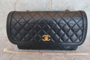 CHANEL Matelasse single flap chain shoulder bag Lambskin Black/Gold hadware Shoulder bag 600080004