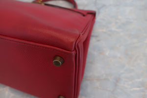 HERMES KELLY 32 Graine Couchevel leather Rouge vif 〇U刻印 Shoulder bag 600100037