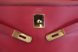 HERMES KELLY 32 Graine Couchevel leather Rouge vif 〇U刻印 Shoulder bag 600100037