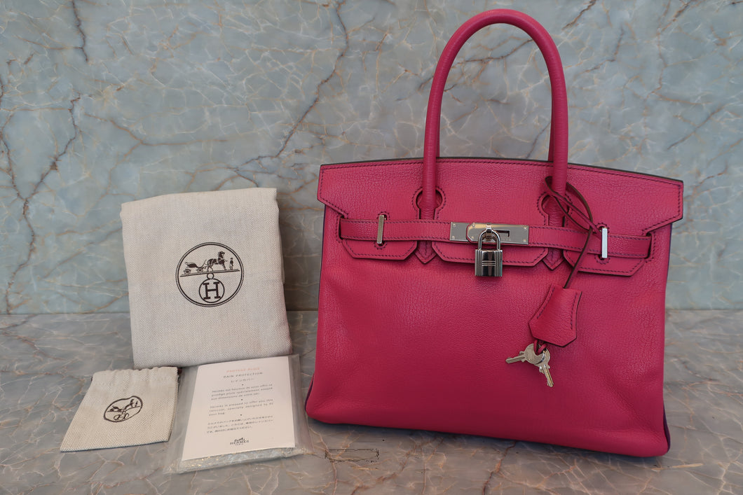HERMES／エルメス バーキン30 パーソナルオーダー シェーブル ローズショッキング/パルム □M刻印 ハンドバッグ 700110078