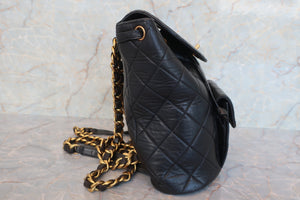 CHANEL Matelasse chain back pack Lambskin Black/Gold hadware Back pack 600090015