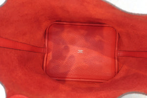 HERMES PICOTIN LOCK MM Clemence leather Rouge tomate A刻印 Hand bag 600090251