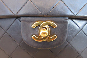 CHANEL Matelasse double flap double chain shoulder bag Lambskin Black/Gold hadware Shoulder bag 700010059