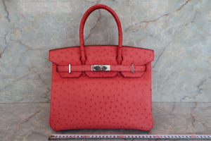 HERMES／エルメス バーキン30 オーストリッチ ブーゲンビリア □N刻印 ハンドバッグ 700070254